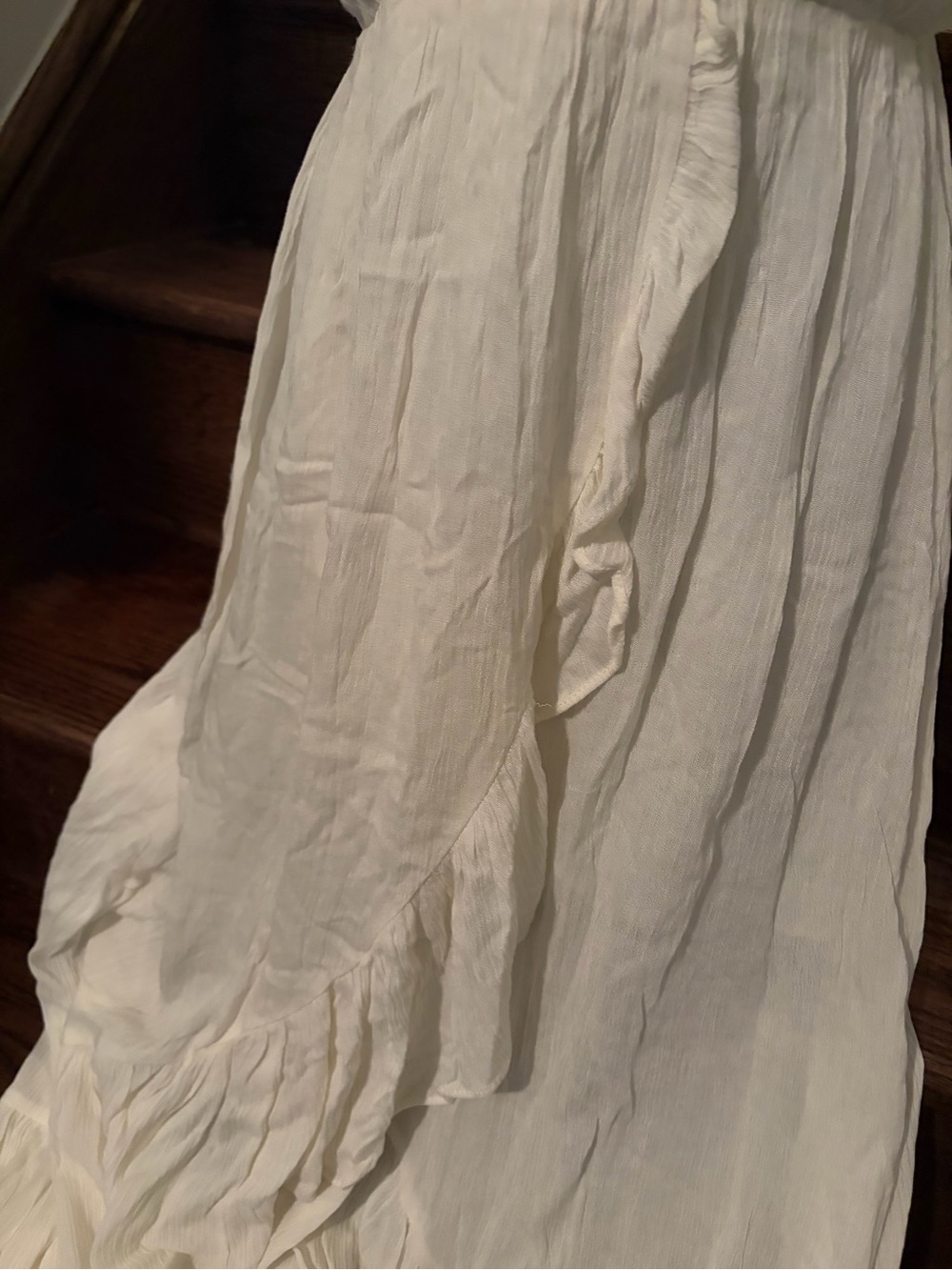 Mustard Seed White Wrap Maxi Dress with Ruffle Trim - Picture 3 of 3